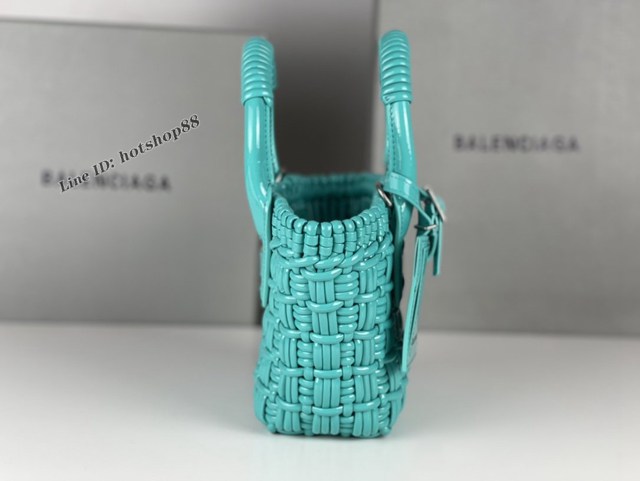 Balenciaga專櫃爆款漆面人造皮革編織敞口托特包 巴黎世家小號Bistro菜籃子包 款號：080808 fyj1278